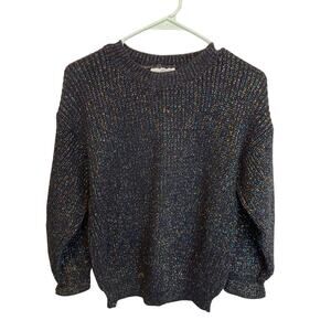 90's Vintage Spring Seasons Black Metallic Long Sleeve Crewneck Sweater S/M